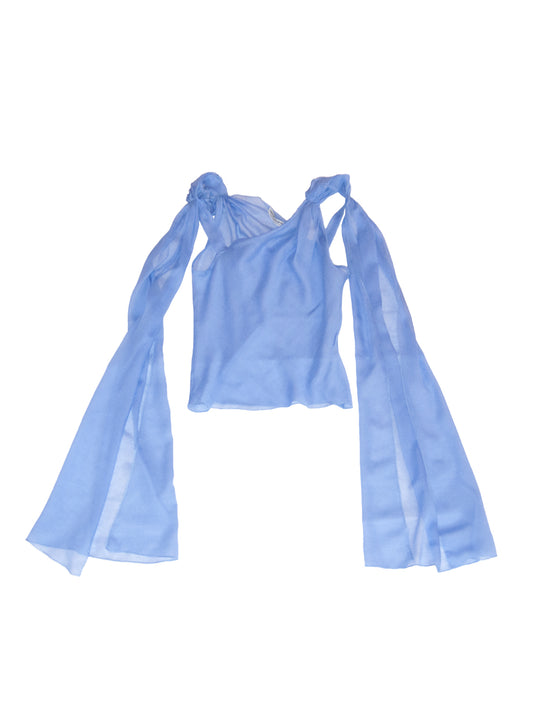 FILICUDI TOP IN CERULEAN CRINKLE CHIFFON
