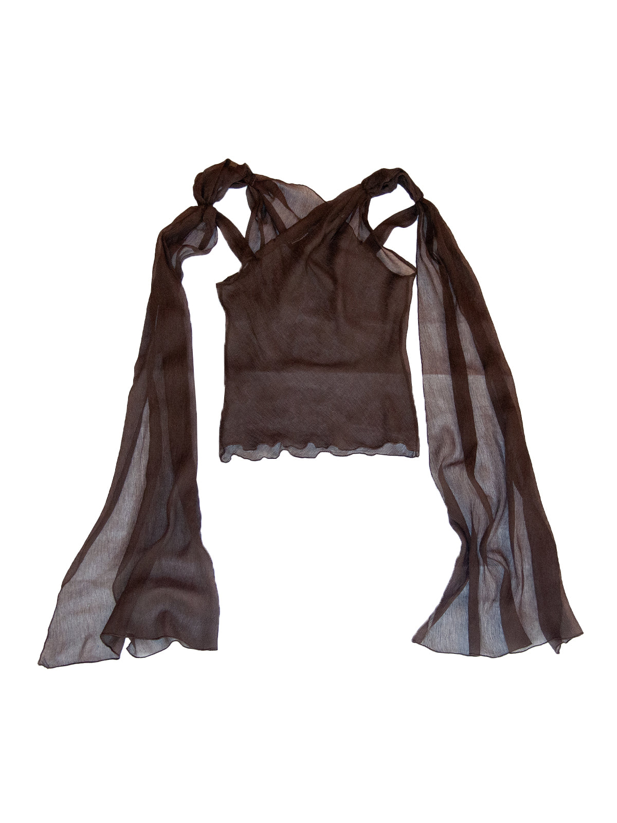 FILICUDI TOP IN BROWN CRINKLE CHIFFON