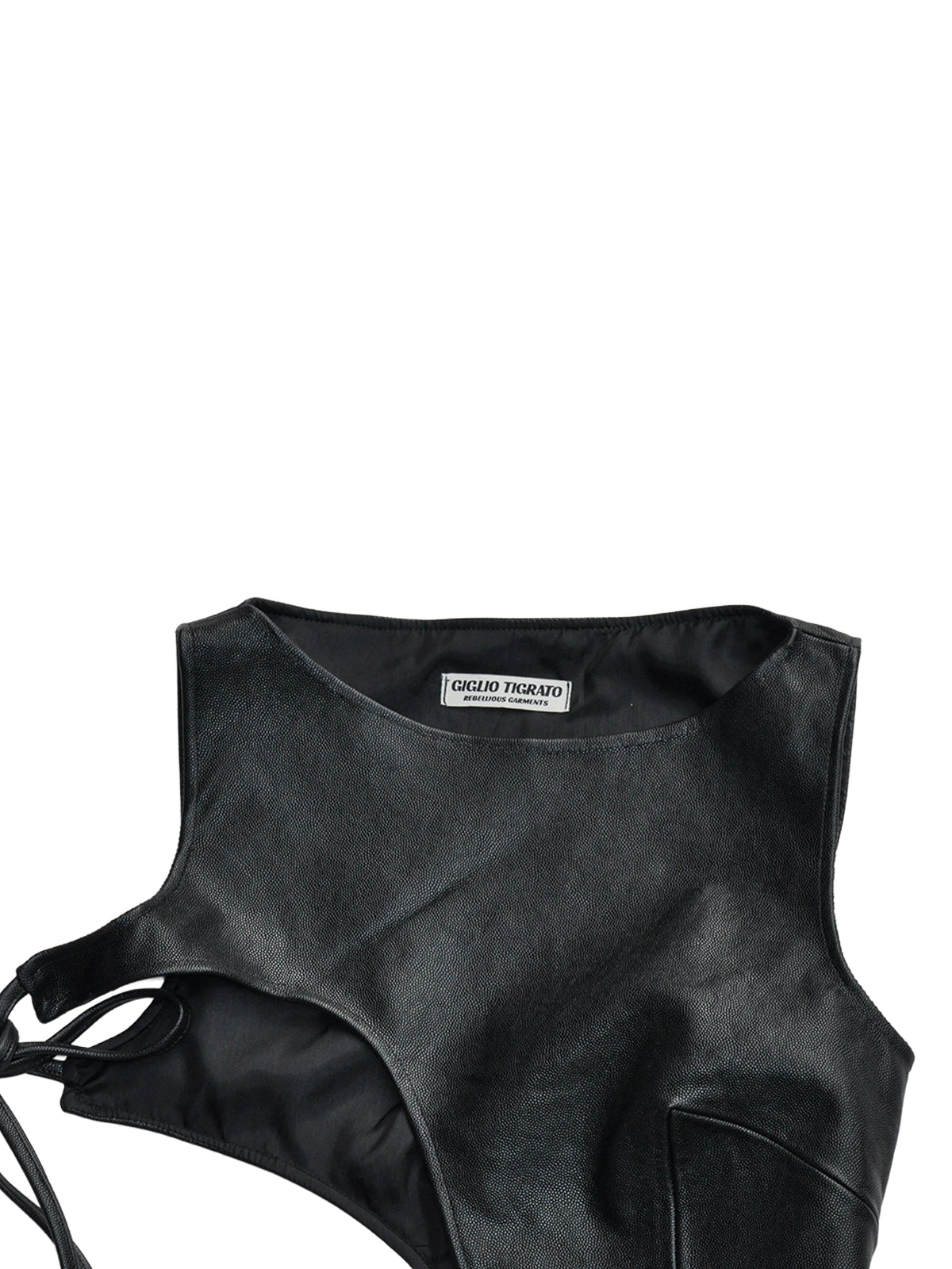 MOJO JOJO TOP IN BLACK LEATHER