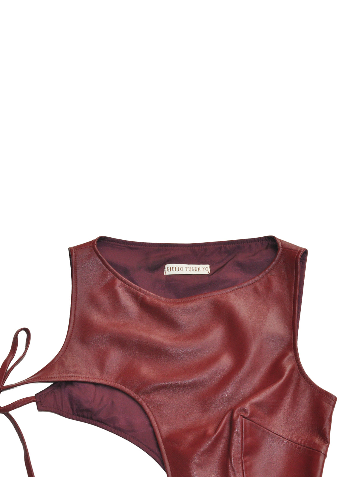 MOJO JOJO TOP IN CHERRY LEATHER