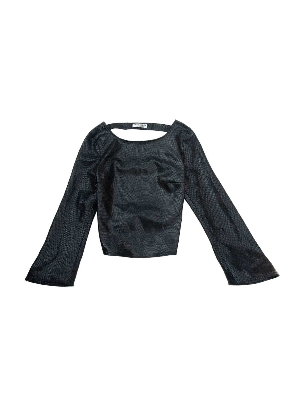 YOSHIDA TOP IN BLACK LEATHER