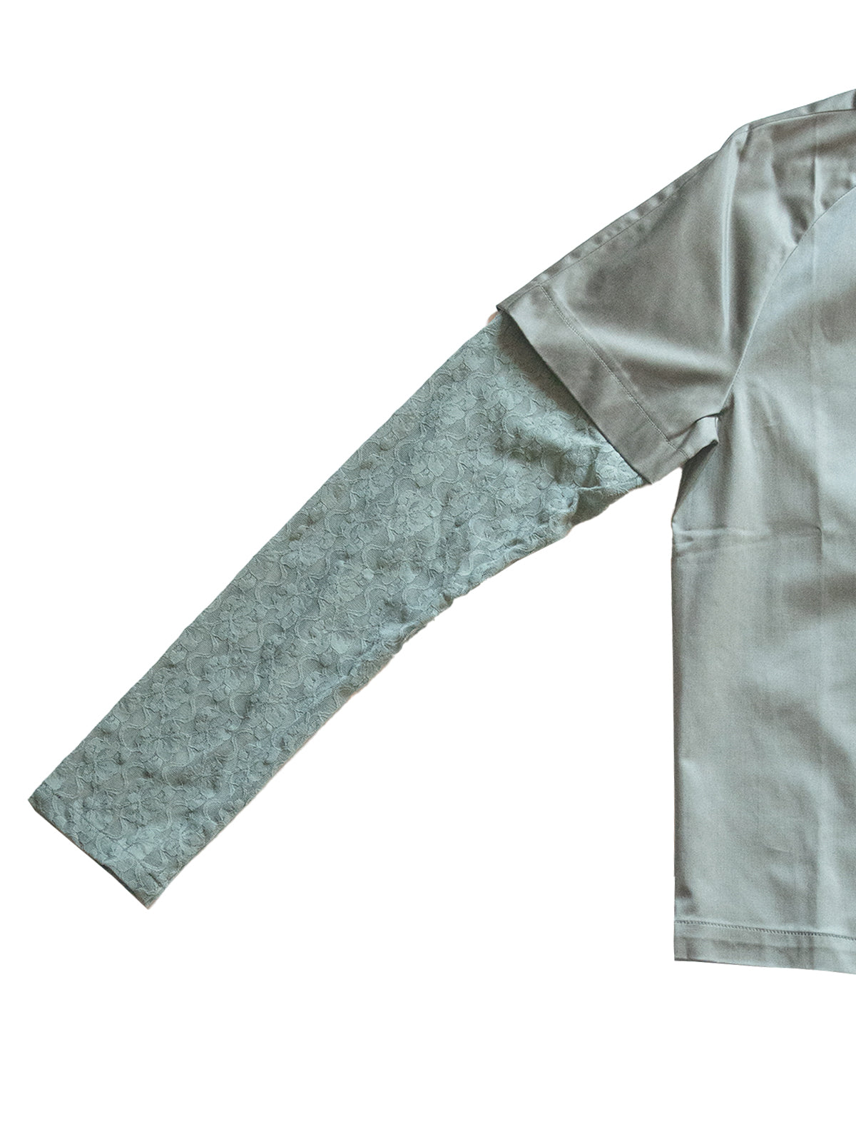 ATLANTA SHIRT IN GREEN COTTON AND LACE