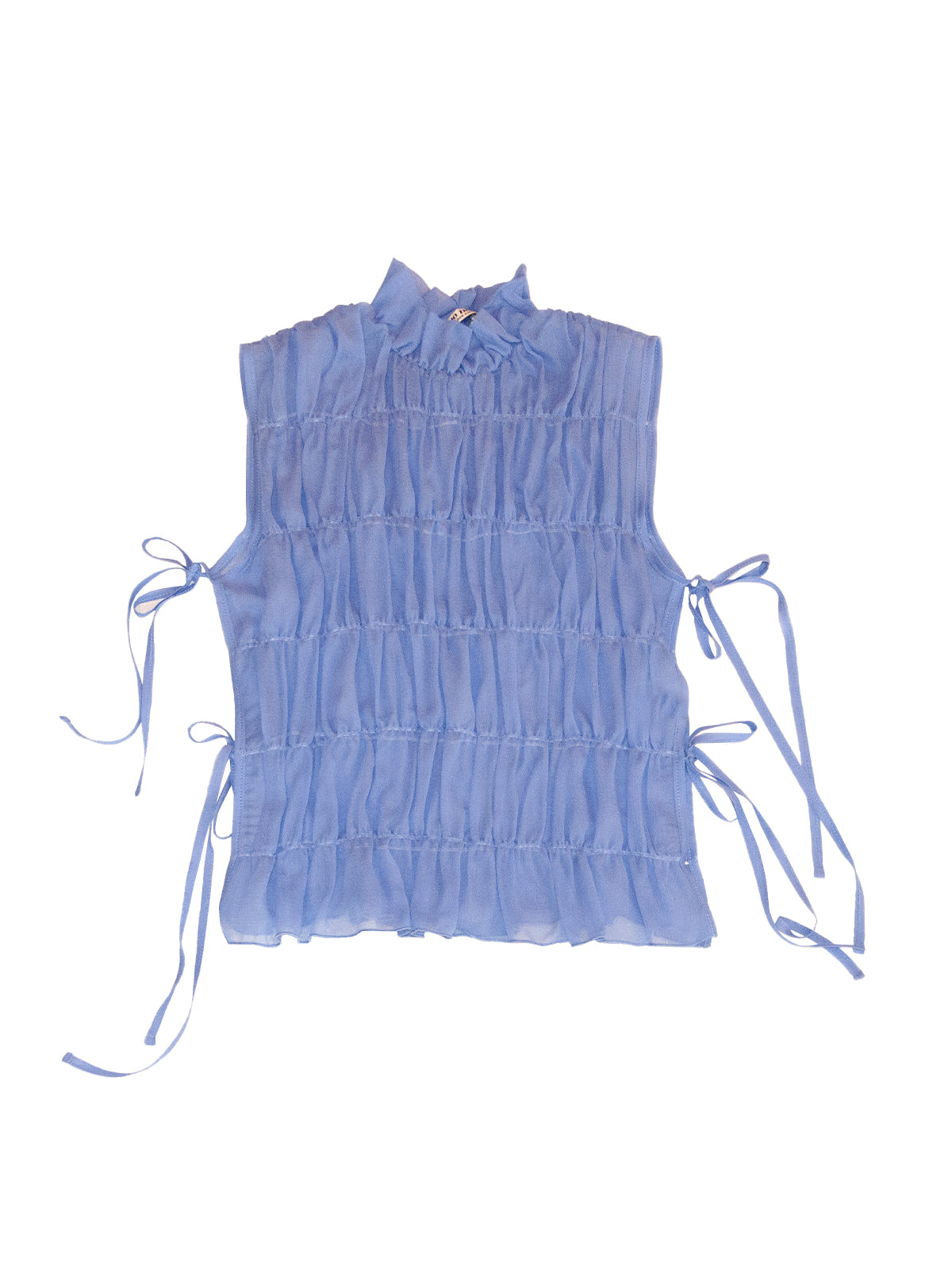 TASMANIA TOP IN CERULEAN CRINKLE CHIFFON