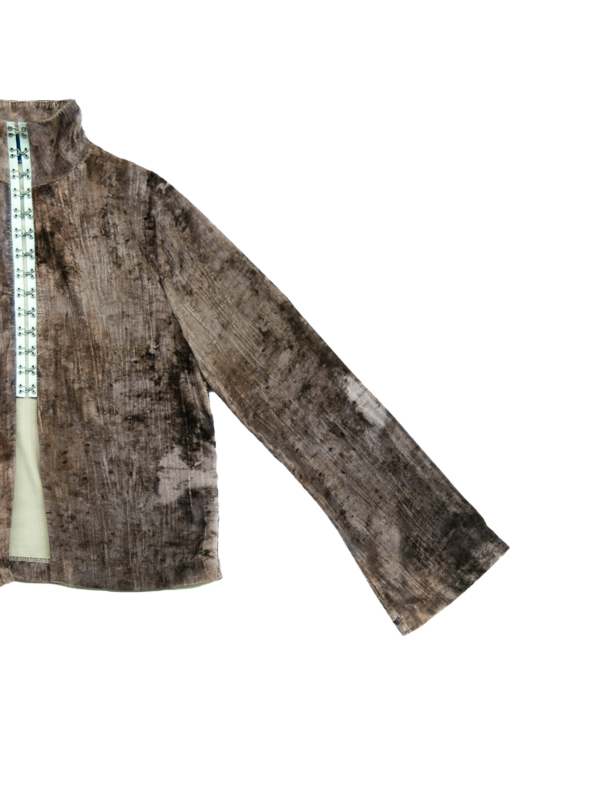FAROE TOP IN MELANGE VELVET WHITE CLOSE-UP