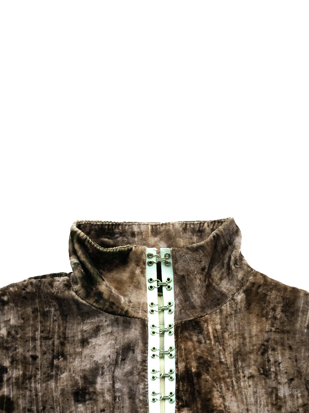 FAROE TOP IN MELANGE VELVET WHITE CLOSE-UP
