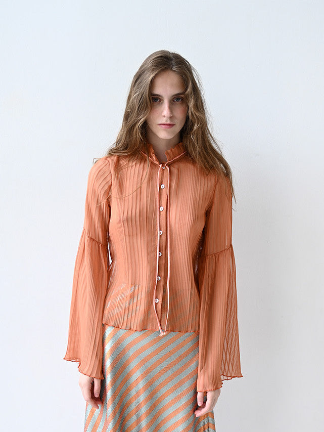 Item 26-009 / Yoko Shirt Plissé I (Coral)