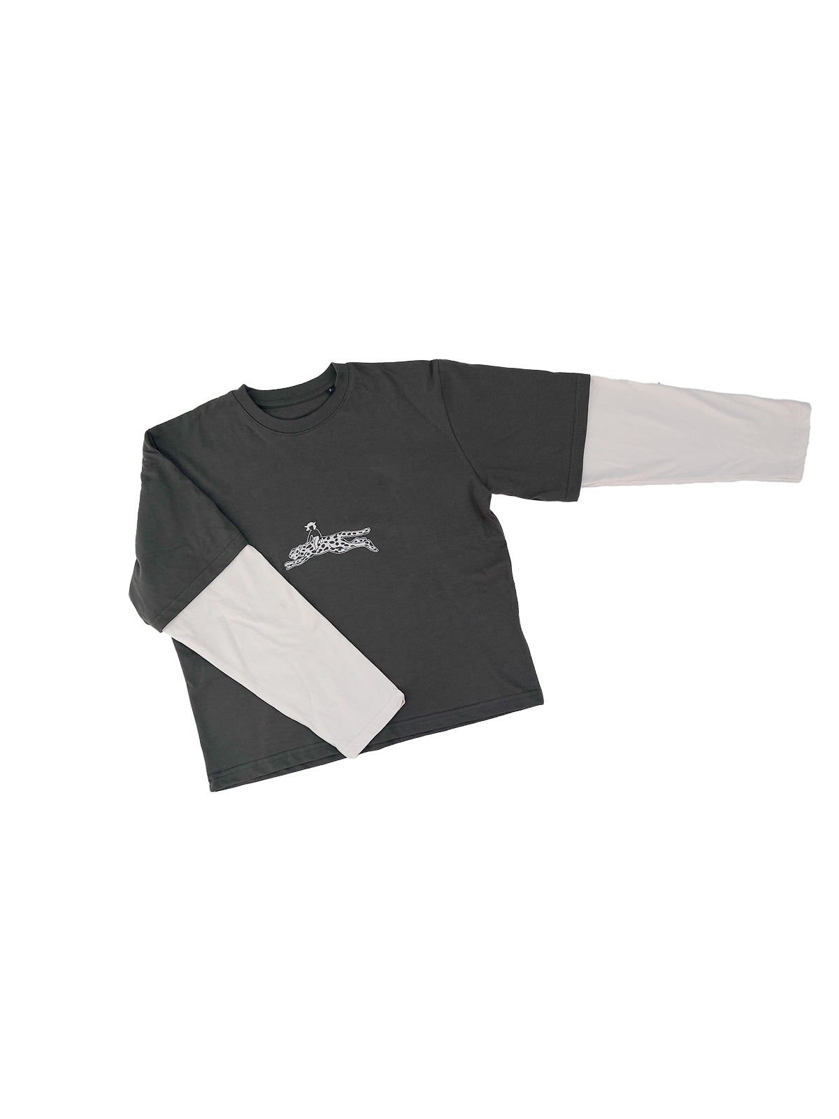 DOUBLE-SLEEVED T-SHIRT WITH CHEETAH EMBROIDERY