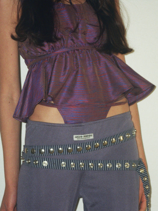 CARLOTA TOP IN BLUETTE STRIPED SHANTUNG