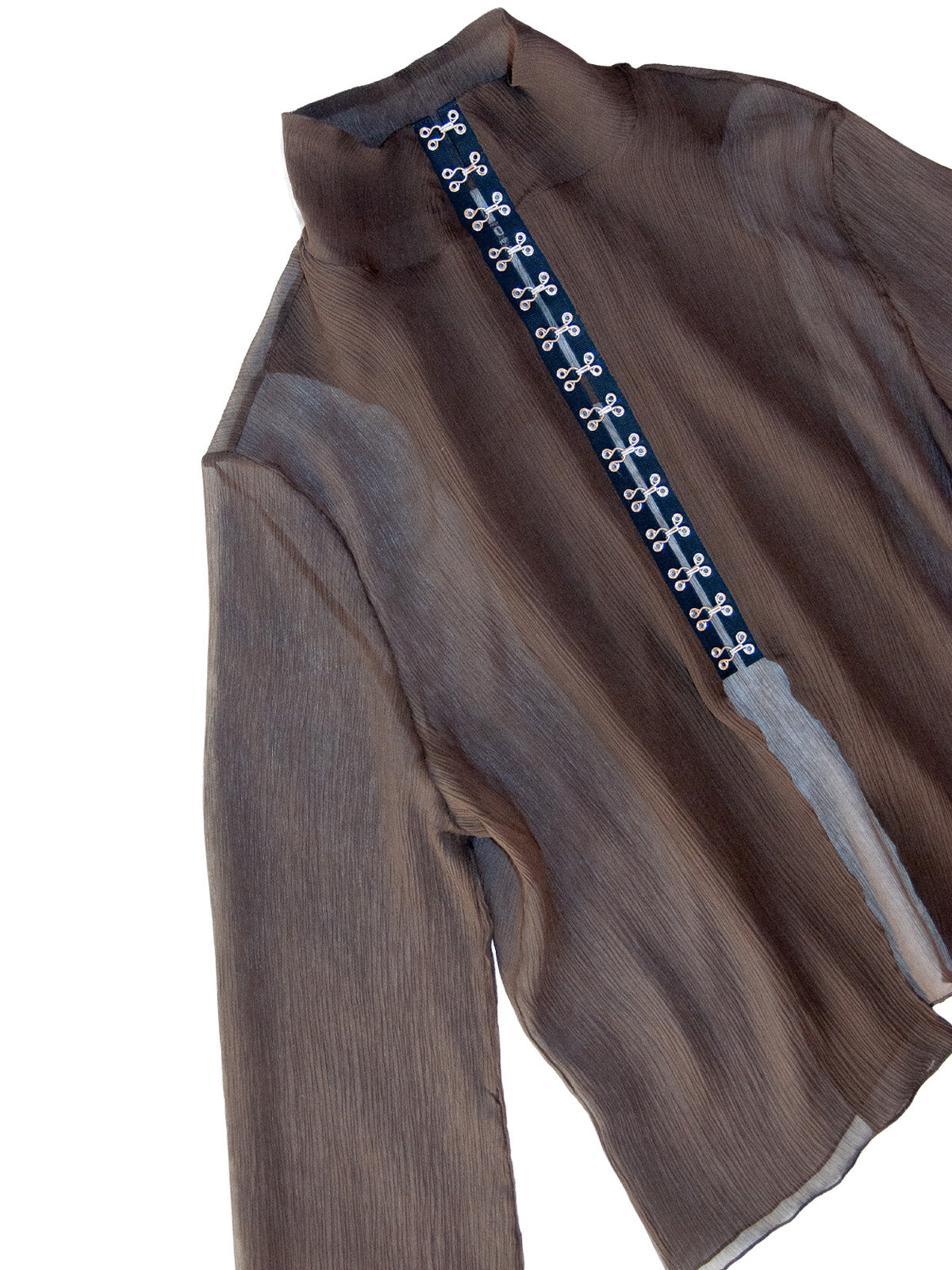 FAROE TOP IN BROWN CRINKLE CHIFFON