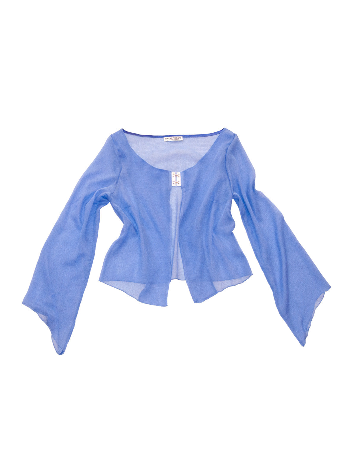 LINOSA TOP IN CERULEAN CRINKLE CHIFFON