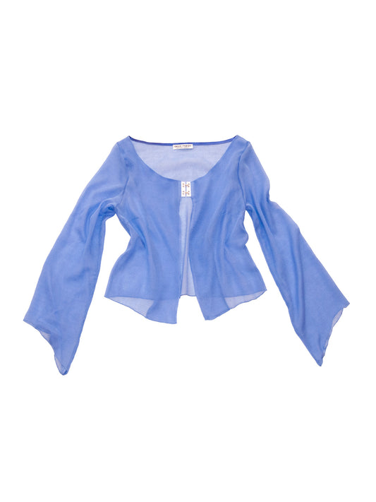 LINOSA TOP IN CERULEAN CRINKLE CHIFFON