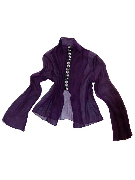 FAROE TOP IN PURPLE CRINKLE CHIFFON